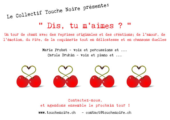 Affiche du concert "Dis, tu m’aimes ?" - Collectif Touche Noire, Genève