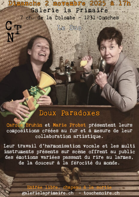 flyer CTN-Doux Paradoxe la Primaire 2025 duo CTN carole burhin marie probst galerie la primaire chansons concerts compositions
